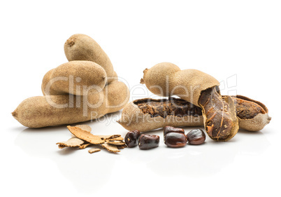 Tamarind fruit isolated on white