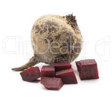 Raw beetroot isolated on white