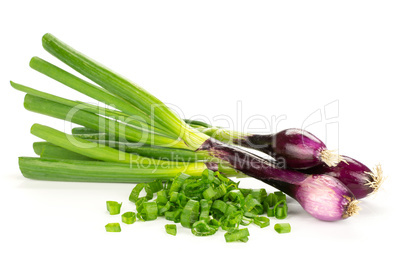 Fresh Raw green spring onion isolated on white