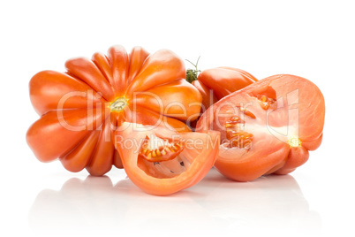 Fresh Raw Beef Tomato isolated on white