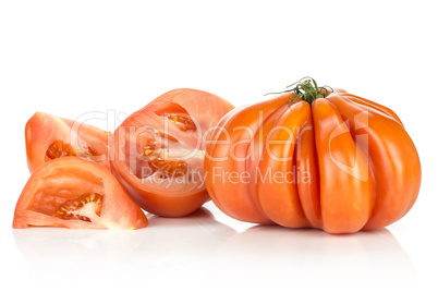 Fresh Raw Beef Tomato isolated on white