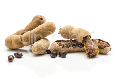 Tamarind fruit isolated on white