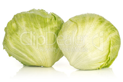 Fresh Raw Iceberg Lettuce isolated on white