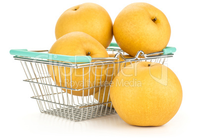 Fresh Nashi golden pear isolated on white