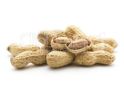 Raw peanut isolated on white