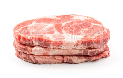 Raw pork meat isolated on white