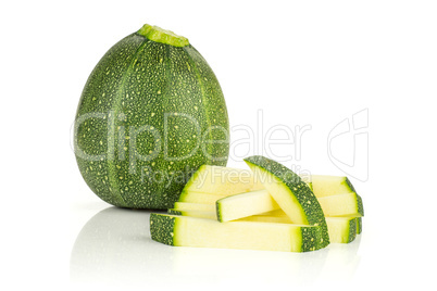 Fresh raw round Zucchini isolated on white