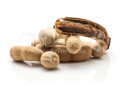 Tamarind fruit isolated on white