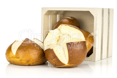 Fresh Bavarian bread bun isolated on white