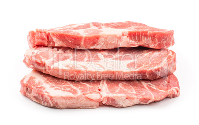 Raw pork meat isolated on white