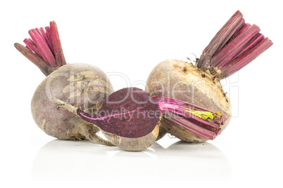 Fresh raw red beetroot isolated on white