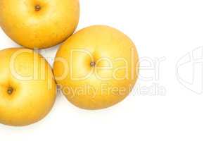 Fresh Nashi golden pear isolated on white
