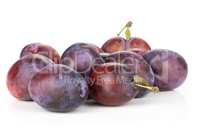 Fresh Raw vibrant plums isolated on white