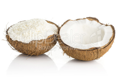 Fresh brown coconut isolated on white