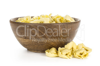 Fresh Raw tortellini pasta isolated on white