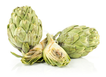 Fresh raw artichoke isolated on white