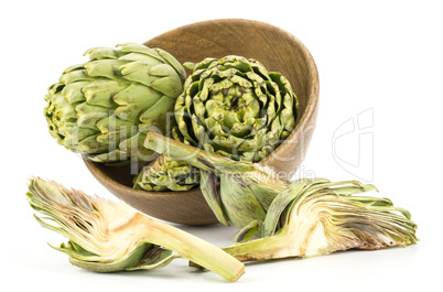 Fresh raw artichoke isolated on white