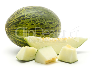 Santa Claus melon isolated on white