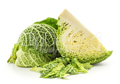 Fresh Savoy Cabbage isolated on white