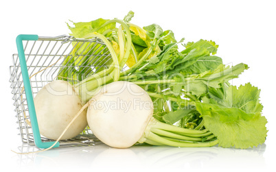 Fresh white radish isolated on white