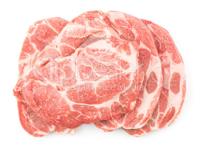 Raw pork meat isolated on white