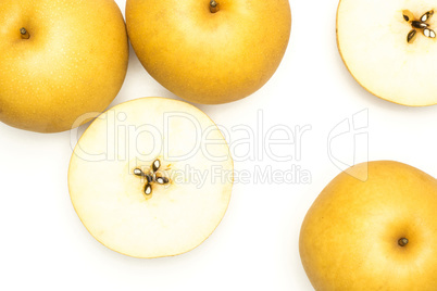 Fresh Nashi golden pear isolated on white