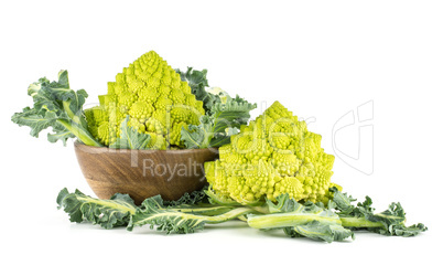 Fresh green romanesco cauliflower isolated on white