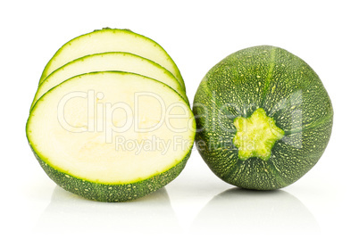 Fresh raw round Zucchini isolated on white