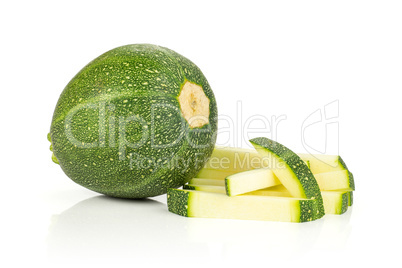 Fresh raw round Zucchini isolated on white