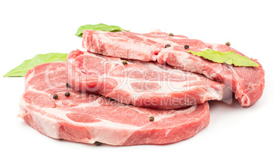 Raw pork meat isolated on white