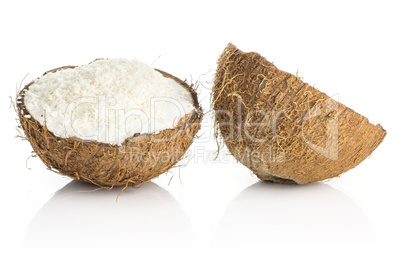 Fresh brown coconut isolated on white