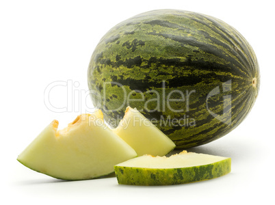 Santa Claus melon isolated on white