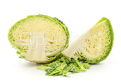 Fresh Savoy Cabbage isolated on white