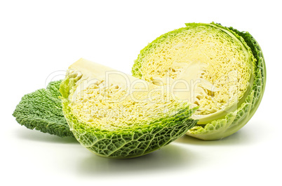 Fresh Savoy Cabbage isolated on white