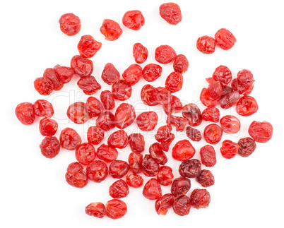 Dried red cherries isolated on white