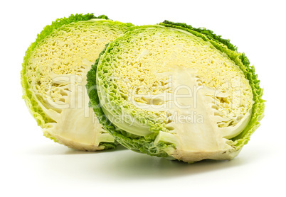 Fresh Savoy Cabbage isolated on white