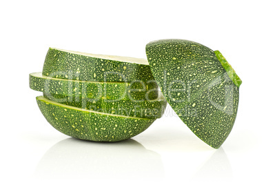 Fresh raw round Zucchini isolated on white