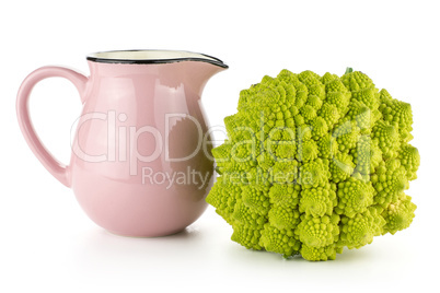 Fresh green romanesco cauliflower isolated on white