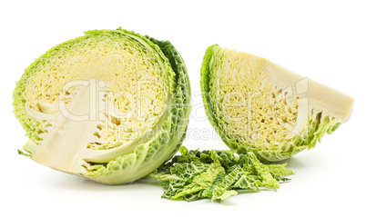 Fresh Savoy Cabbage isolated on white