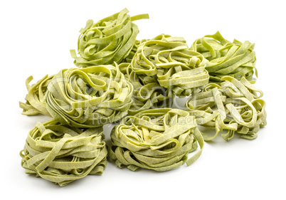 Raw fresh Fettuccine isolated on white