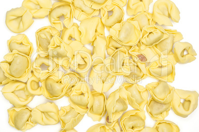 Fresh Raw tortellini pasta isolated on white