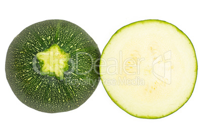 Fresh raw round Zucchini isolated on white