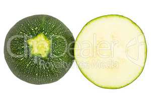 Fresh raw round Zucchini isolated on white