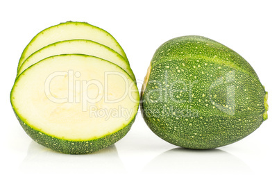 Fresh raw round Zucchini isolated on white