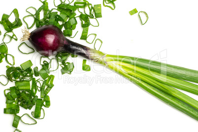 Fresh Raw green spring onion isolated on white