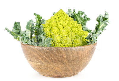 Fresh green romanesco cauliflower isolated on white