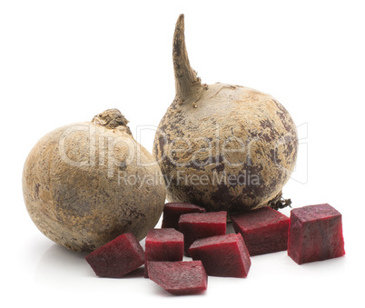 Raw beetroot isolated on white