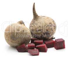 Raw beetroot isolated on white