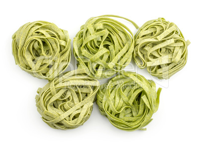 Raw fresh Fettuccine isolated on white