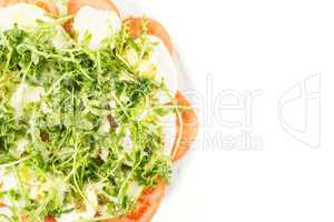 Fresh caprese salad isolated on white